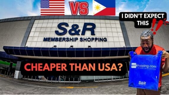 American comparing grocery prices at S&R Membership Shopping in Manila Philippines
