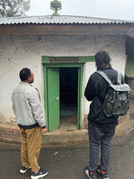 Leon P. Key III and Deresse Eshetu talking at Menelik II's First Palace