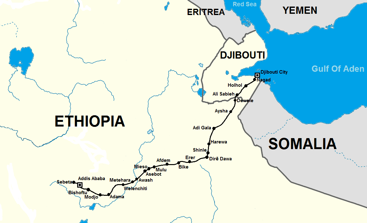 Schematic diagram of the Addis Ababa-Djibouti Railway. Photo: Wikimedia Commons