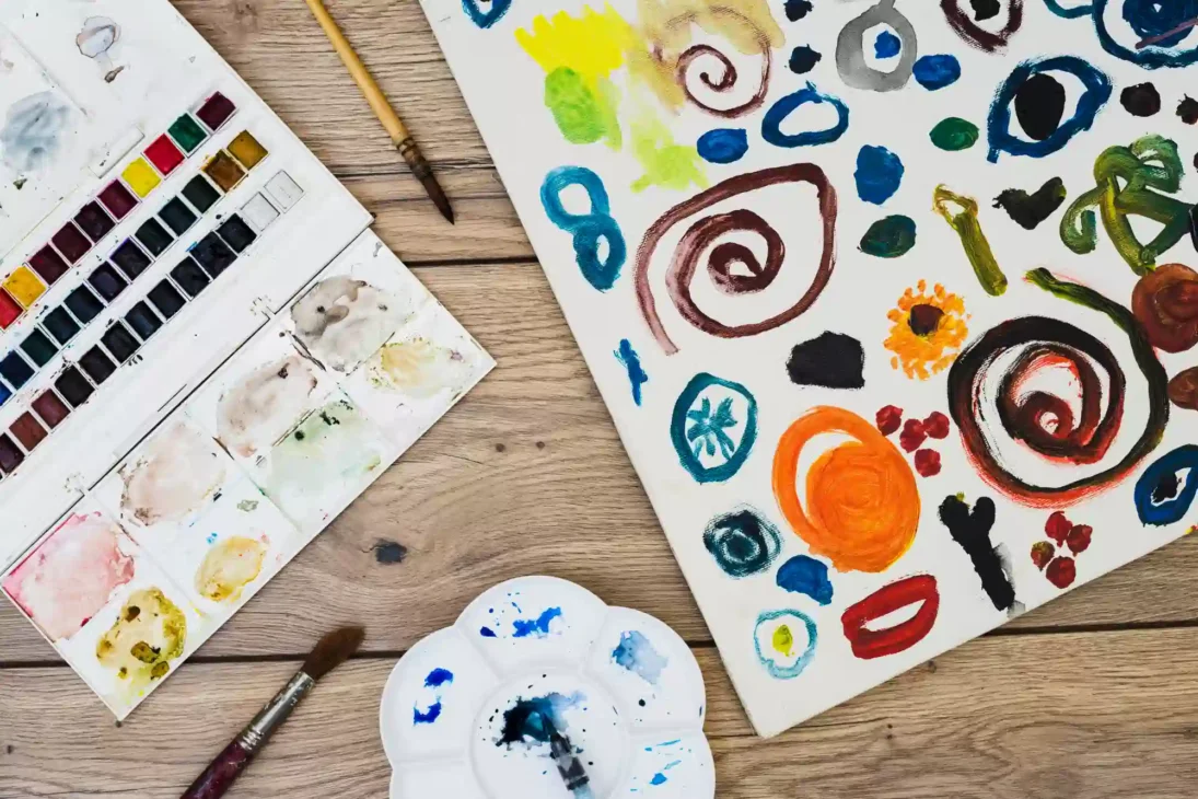 Art journaling with expressive colors and abstract painting