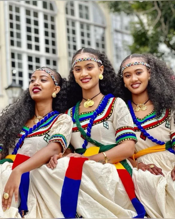 Ashenda girls from Mekelle dressed for Ashenda festival.